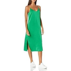 The Drop Womens Ana Emerald Green Slip Dress V Neck Midi Casual Party‎ Cocktail